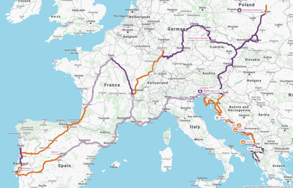 Europe Long Trip Itinerary Map From Start To Finish 200 Days In Europe   Itinerary Entire 1024x659 